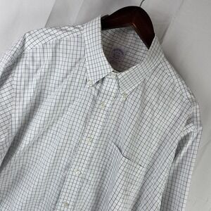 Brooks Brothers Classic‎ White Grid Shirt Size 18 - 36 Long Sleeve Button *Flaw